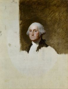 The Athenaeum portrait of Washington, wearing his uncomfortable false teeth